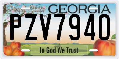 GA license plate PZV7940