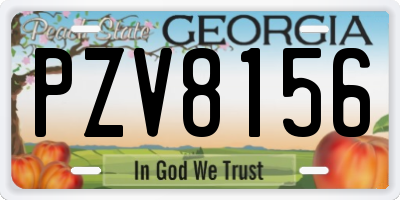 GA license plate PZV8156