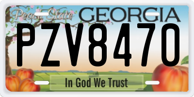 GA license plate PZV8470