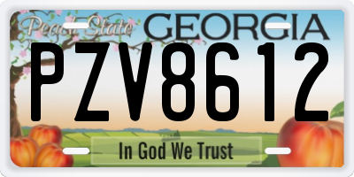 GA license plate PZV8612
