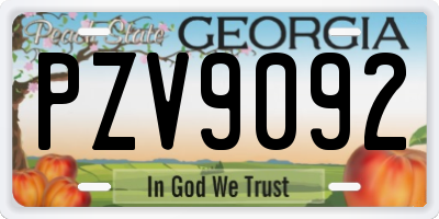 GA license plate PZV9092