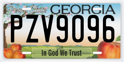 GA license plate PZV9096