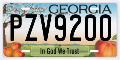 GA license plate PZV9200