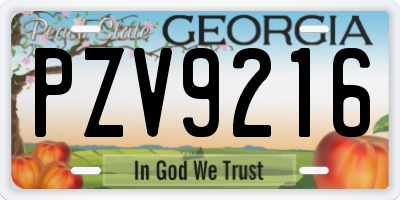 GA license plate PZV9216
