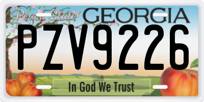 GA license plate PZV9226