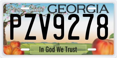 GA license plate PZV9278