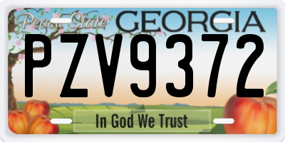 GA license plate PZV9372
