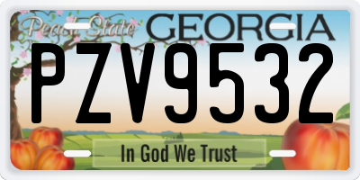 GA license plate PZV9532