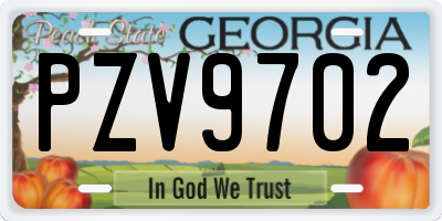 GA license plate PZV9702