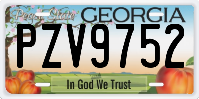 GA license plate PZV9752