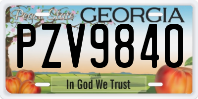 GA license plate PZV9840