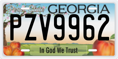 GA license plate PZV9962