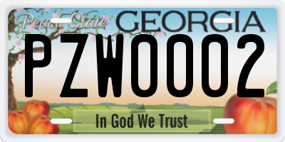 GA license plate PZW0002