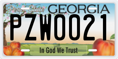 GA license plate PZW0021