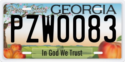 GA license plate PZW0083