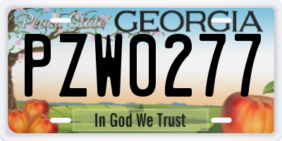 GA license plate PZW0277