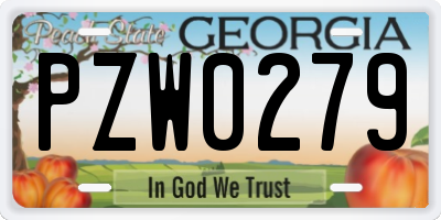 GA license plate PZW0279