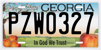 GA license plate PZW0327