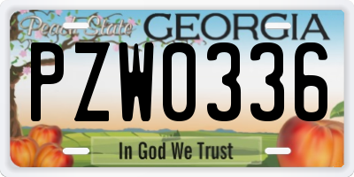 GA license plate PZW0336