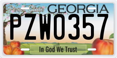 GA license plate PZW0357