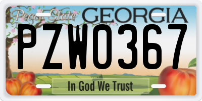 GA license plate PZW0367