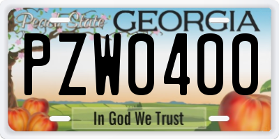 GA license plate PZW0400