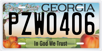 GA license plate PZW0406