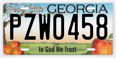 GA license plate PZW0458