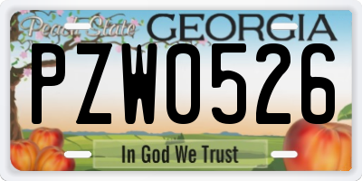 GA license plate PZW0526