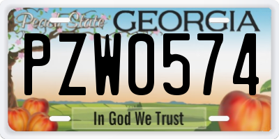 GA license plate PZW0574