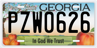 GA license plate PZW0626