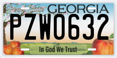 GA license plate PZW0632