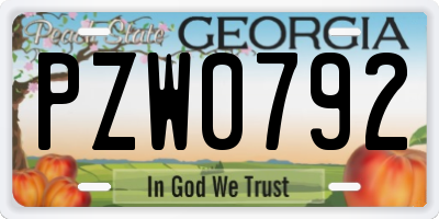 GA license plate PZW0792