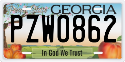 GA license plate PZW0862