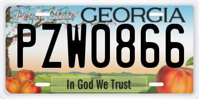 GA license plate PZW0866