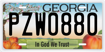 GA license plate PZW0880