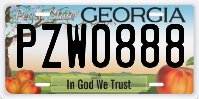 GA license plate PZW0888