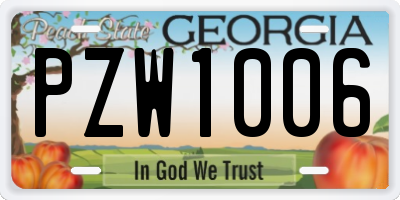 GA license plate PZW1006