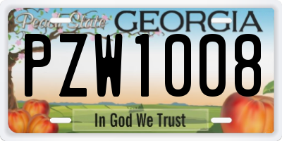 GA license plate PZW1008