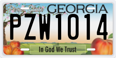 GA license plate PZW1014
