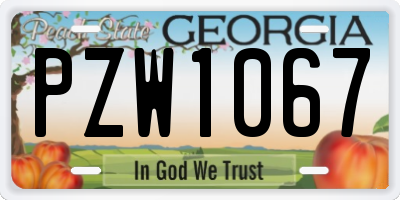 GA license plate PZW1067