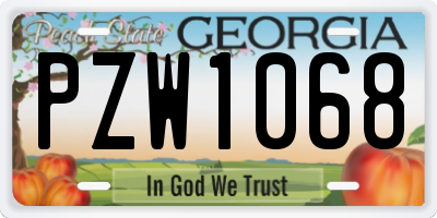 GA license plate PZW1068