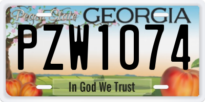 GA license plate PZW1074