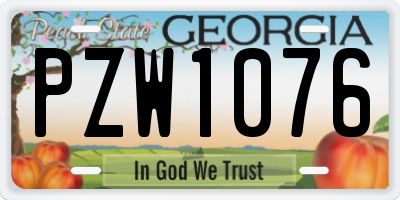 GA license plate PZW1076