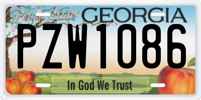 GA license plate PZW1086