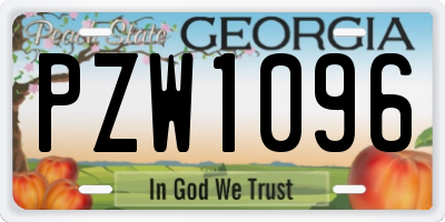 GA license plate PZW1096