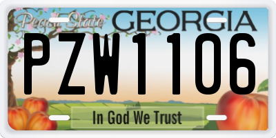 GA license plate PZW1106