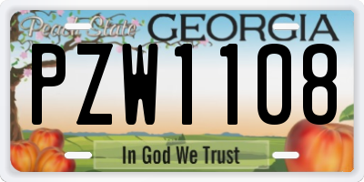 GA license plate PZW1108