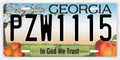 GA license plate PZW1115