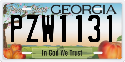 GA license plate PZW1131